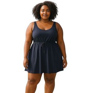 JINXUEER Modest Slimming Swim Dress Black Size 18W Swimsuit Tummy Control